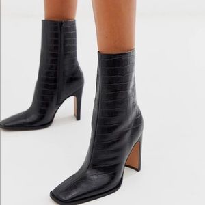 ASOS Black Textured Heeled Boots